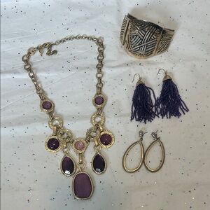Chico’s Purple & Gold Statement Bib Bundle